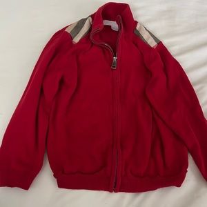 Burberry zip up sweater. 3T Nova check print on shoulders.